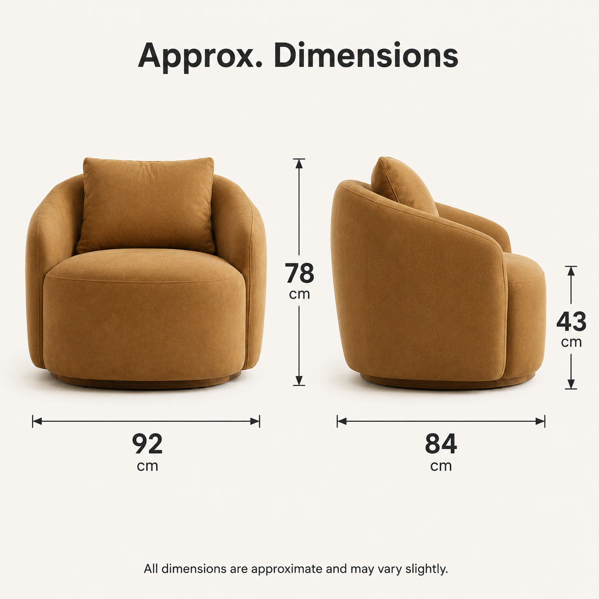Modern Curved Accent Chair with Deep Comfort Seat and Upholstered Arms