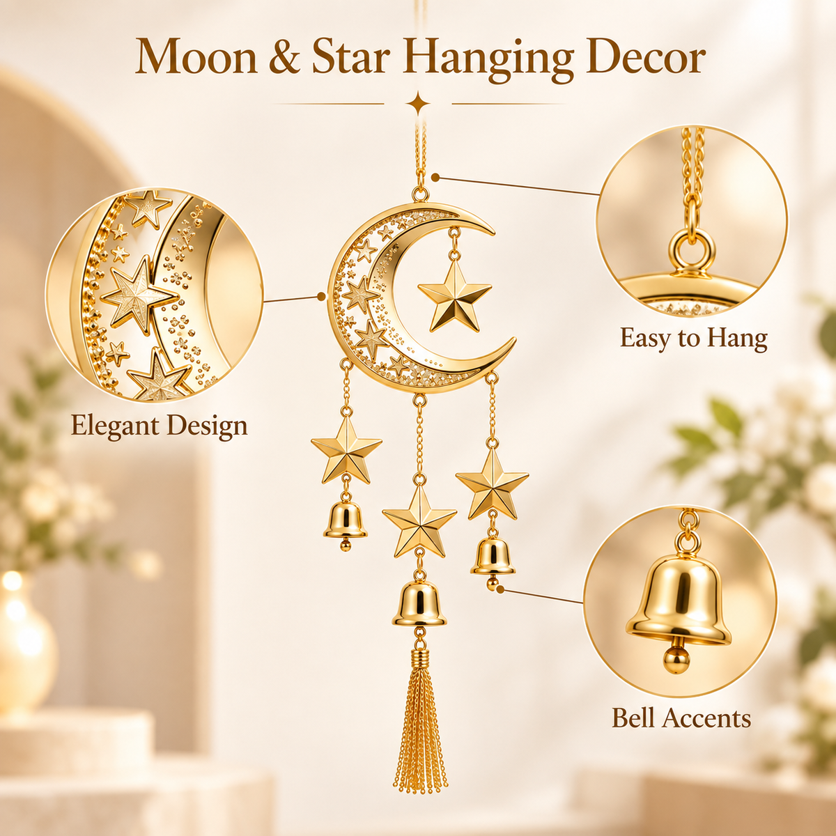 Velmoriao Moon & Star Hanging Decor