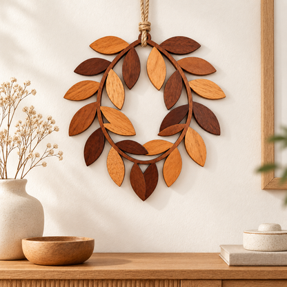 Velmoriao Wooden Leaf Wall Hanging Decor