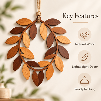 Velmoriao Wooden Leaf Wall Hanging Decor