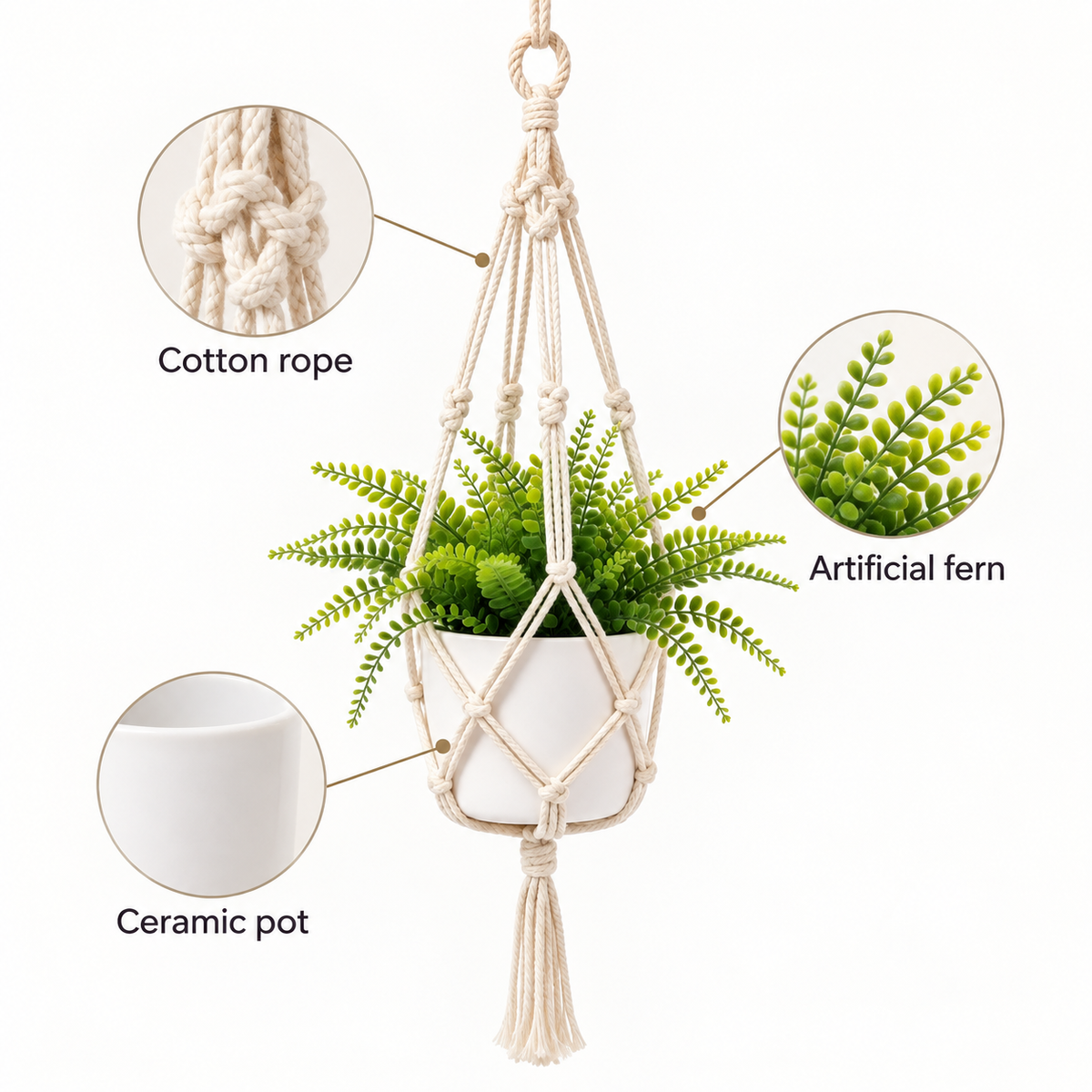 Velmoriao Macrame Hanging Plant Holder