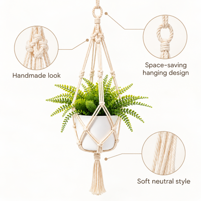 Velmoriao Macrame Hanging Plant Holder