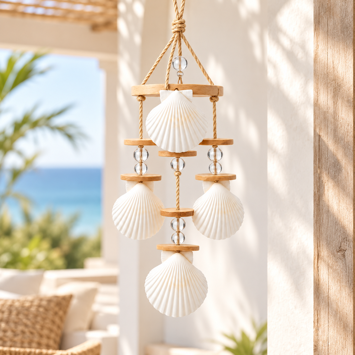 Velmoriao Seashell Hanging Wind Chime Decor