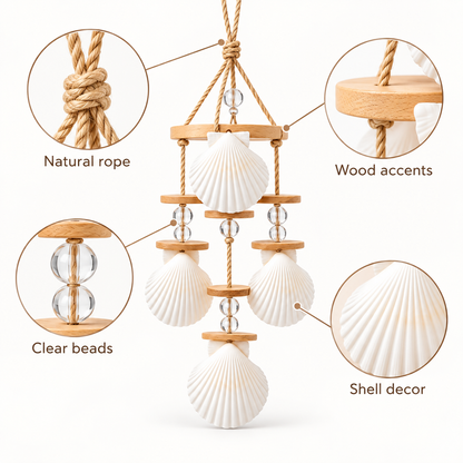 Velmoriao Seashell Hanging Wind Chime Decor