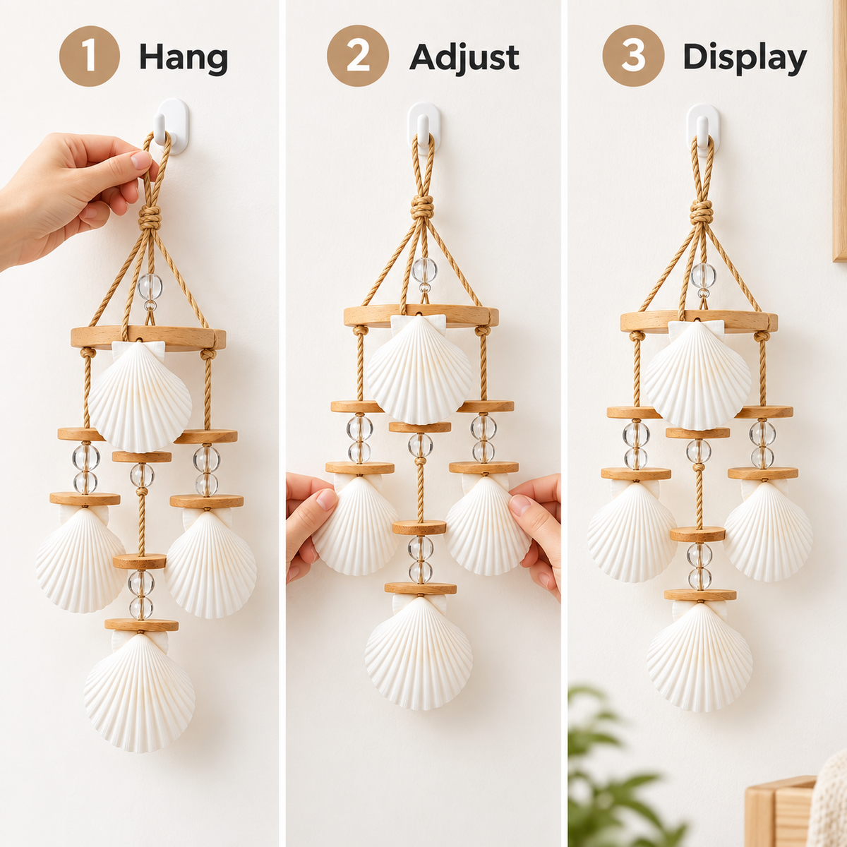 Velmoriao Seashell Hanging Wind Chime Decor