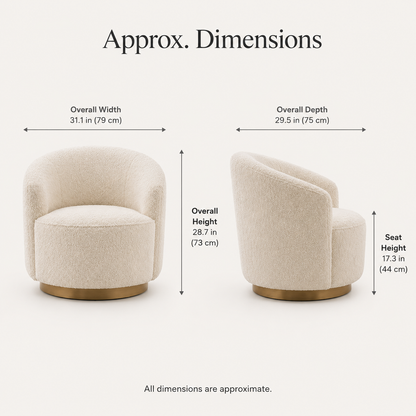 Boucle Swivel Accent Chair with Curved Barrel Design