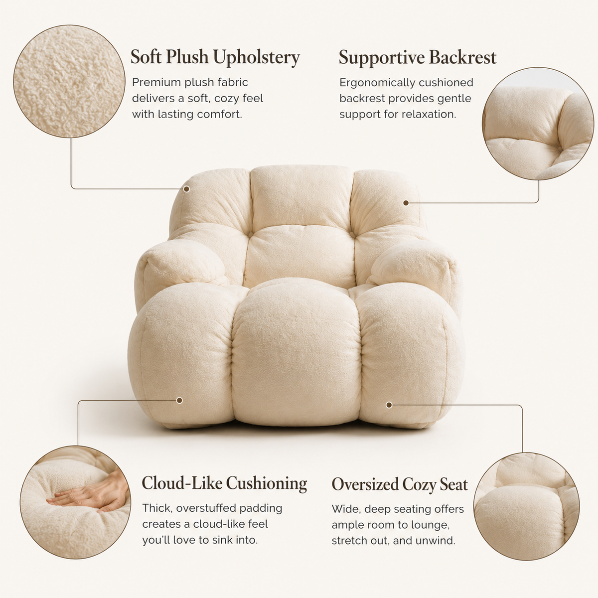 Cloud Plush Accent Chair, Deep Seat Cozy Lounge Chair